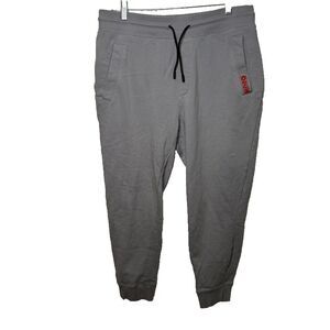 HUGO BOSS Cotton-Terry Tracksuit Bottoms Drawstring Joggers Size Large Gray
